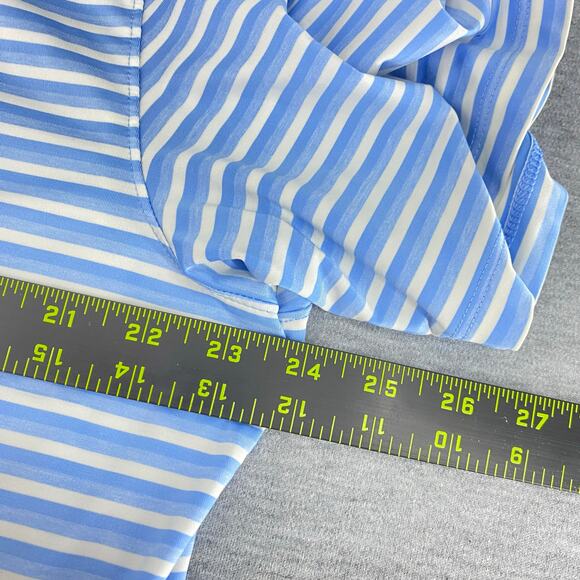 IBKUL Golf Shirt Mens XL Blue Striped Stretch Quick Dry Cool Performance Polo - Picture 6 of 6